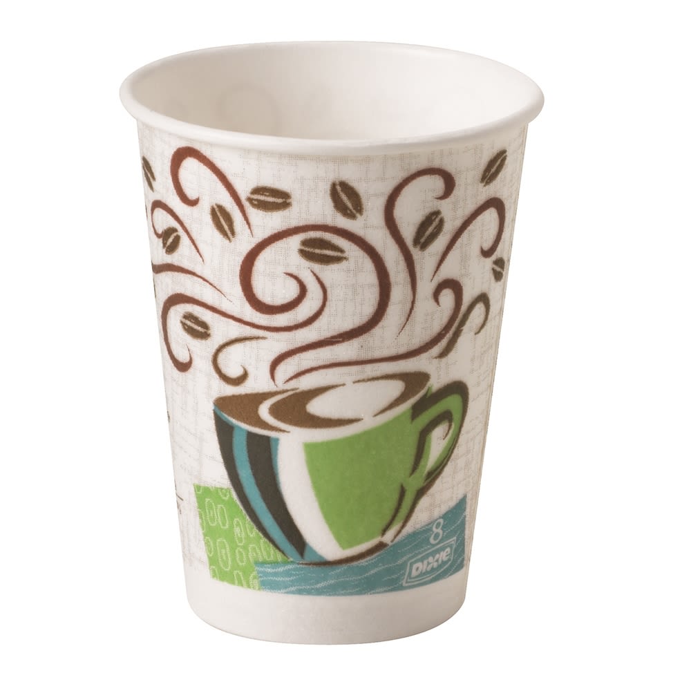 Dixie® PerfecTouch® Insulated Paper Hot Cup, Coffee Design 8oz, Unwrapped